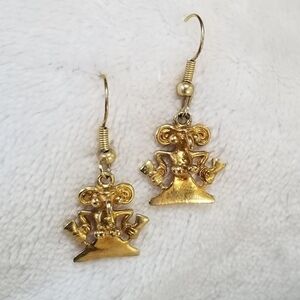 Vintage 1960s Mesoamerican thunderbird drop earrings